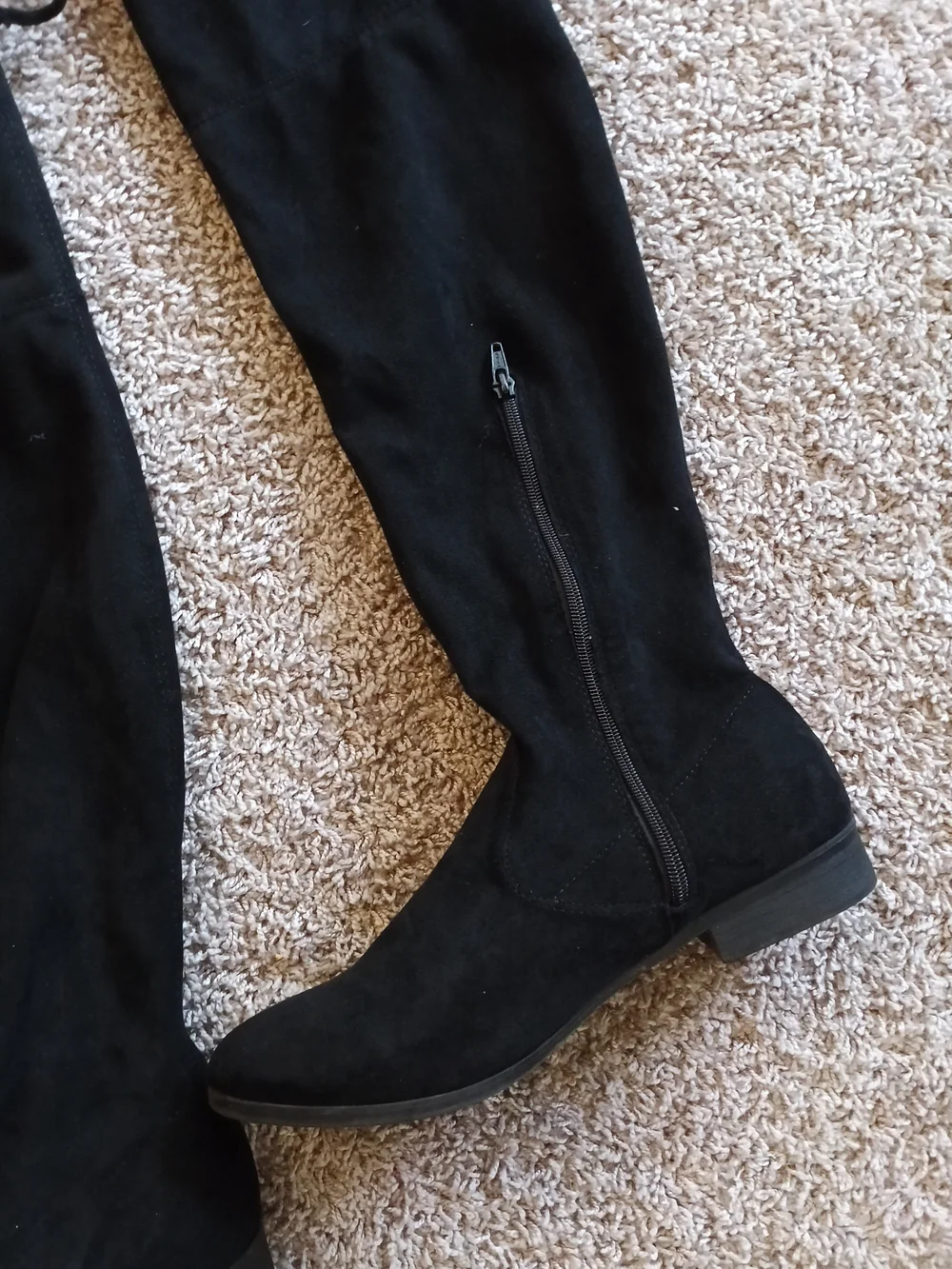 Time and Tru Black Over-the-Knee Suede-Like Boots with Tie